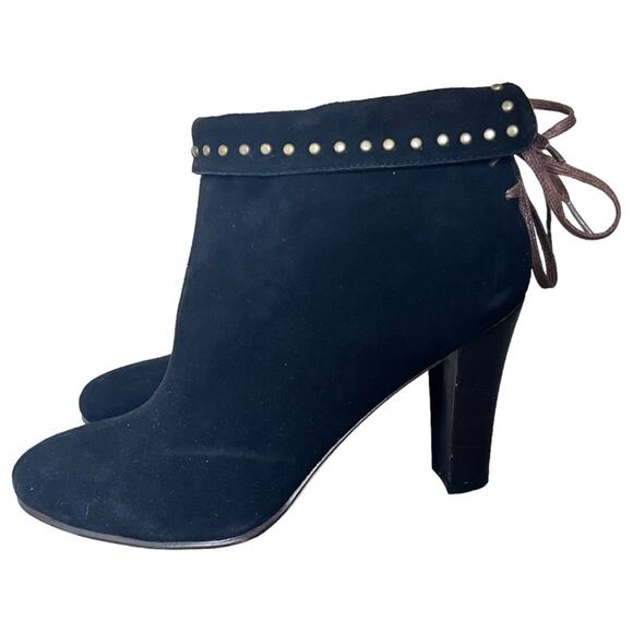 Anthropologie Huma Blanco Suede Studded Heeled Ankle Boot Size 40 EU - Picture 2 of 13